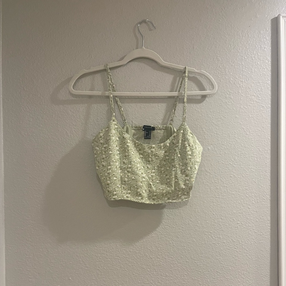 Green Floral Tank Top